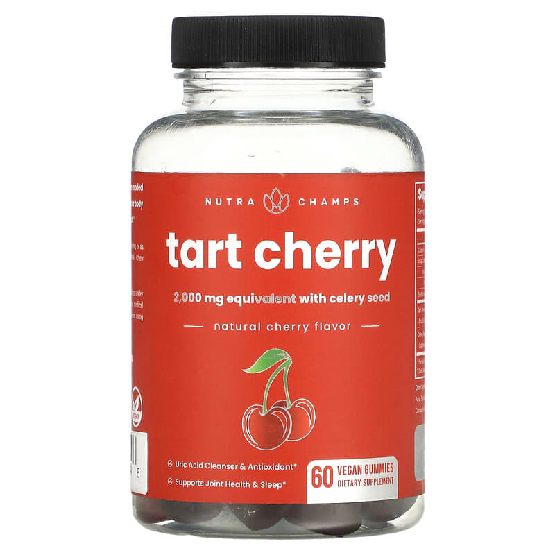 NutraChamps Tart Cherry Natural Cherry 60 Vegan Gummies 3 NutraChamps Tart Cherry Natural Cherry 60 Vegan Gummies 621983500648