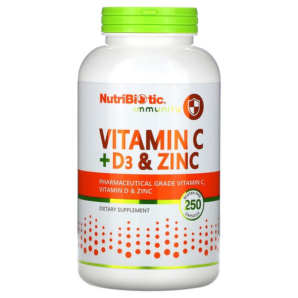 NutriBiotic Immunity Vitamin C + D3 & Zinc 250 viên 3 nutribiotic immunity vitamin c d3 zinc 250 capsules 104451