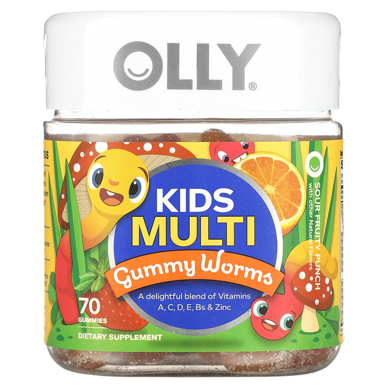 OLLY Kids Multi Gummy Worms Sour Fruit Punch 70 Gummies 3 OLLY Kids Multi Gummy Worms Sour Fruit Punch 70 Gummies 850004462164