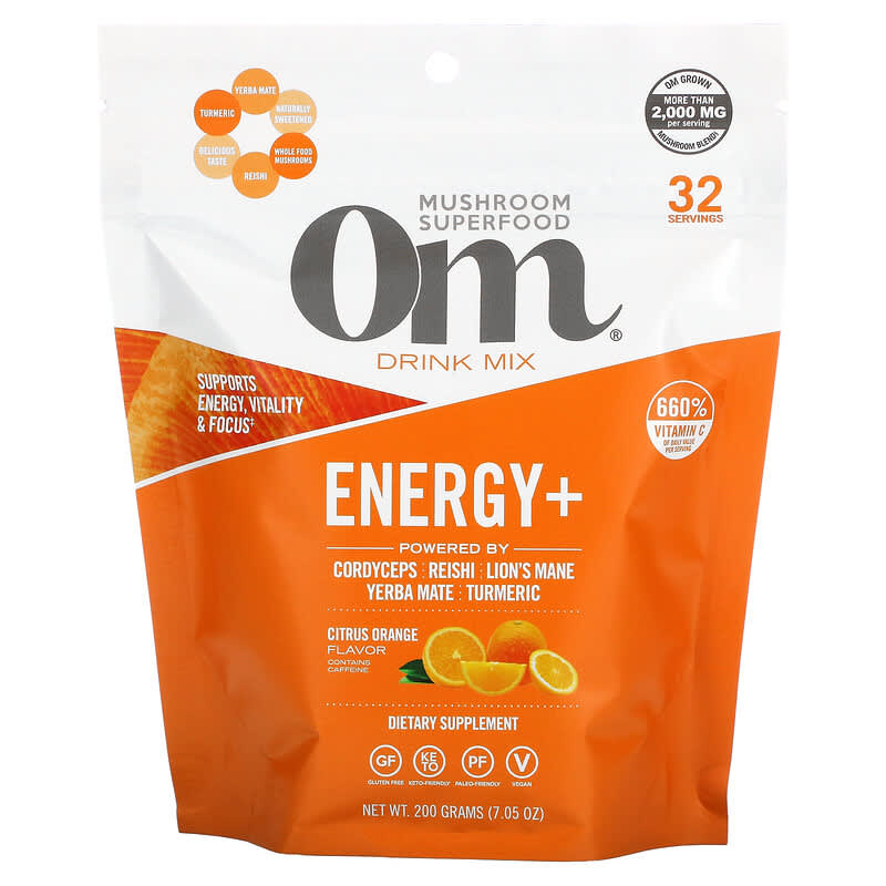 Om Mushrooms Energy+ Drink Mix Citrus Orange 7.05 oz (200 g) 3 Om Mushrooms Energy+ Drink Mix Citrus Orange 7.05 oz (200 g) 850030553188