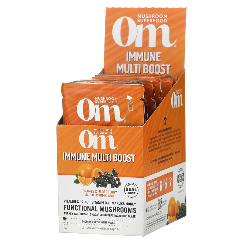 Om Mushrooms Immune Multi Boost Orange & Elderberry Juice Drink Mix 10 Packets 0.53 oz (15 g) Each 3 Om Mushrooms Immune Multi Boost Orange & Elderberry Juice Drink Mix 10 Packets 0.53 oz (15 g) Each 850011996034