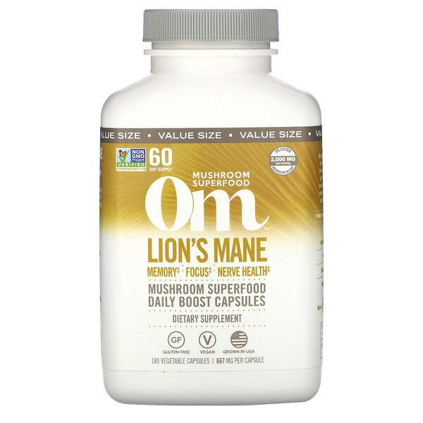 Om Mushrooms Lion's Mane Mushroom Superfood 667 mg 180 Vegetable viên 3 om mushrooms lion s mane mushroom superfood 667 mg 180 vegetable capsules 102537
