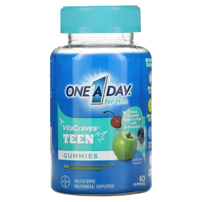 One-A-Day For Him VitaCraves Teen Multivitamin 60 Gummies 3 One-A-Day For Him VitaCraves Teen Multivitamin 60 Gummies 016500558194