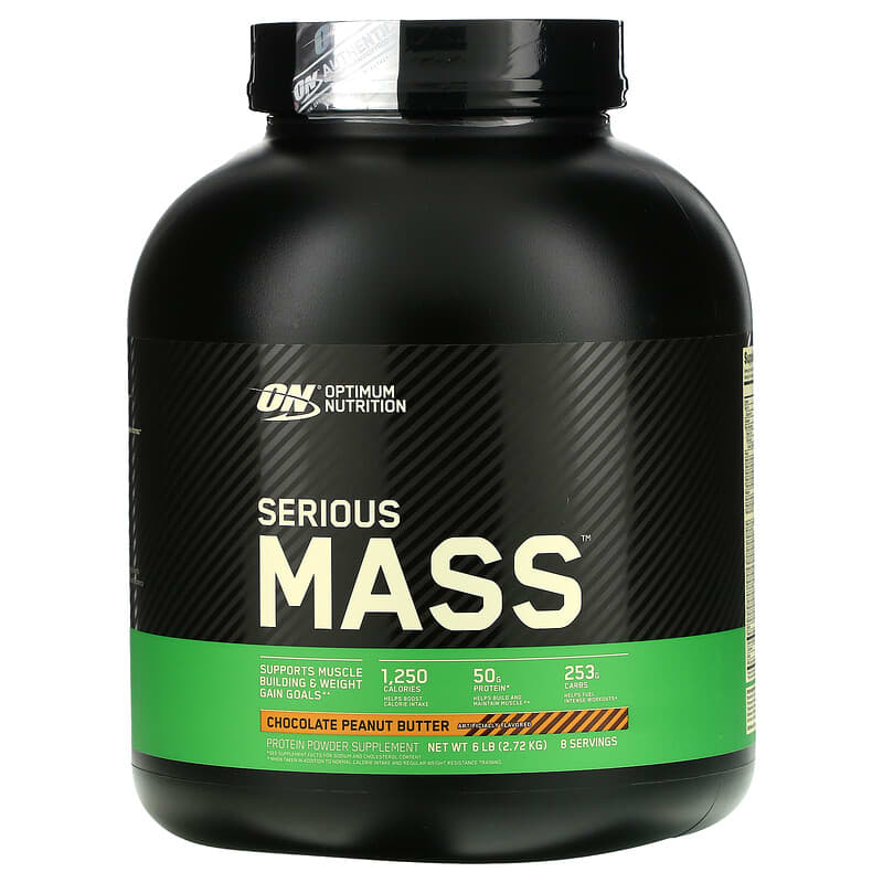 Optimum Nutrition Serious Mass Protein Powder Supplement Chocolate Peanut Butter 6 lb (2.72 kg) 3 Optimum Nutrition Serious Mass Protein Powder Supplement Chocolate Peanut Butter 6 lb (2.72 kg) 748927051438