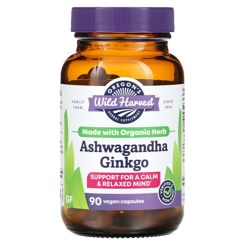 Oregons Wild Harvest Ashwagandha Ginkgo 90 Vegan Capsules 3 Oregons Wild Harvest Ashwagandha Ginkgo 90 Vegan Capsules 706195004709