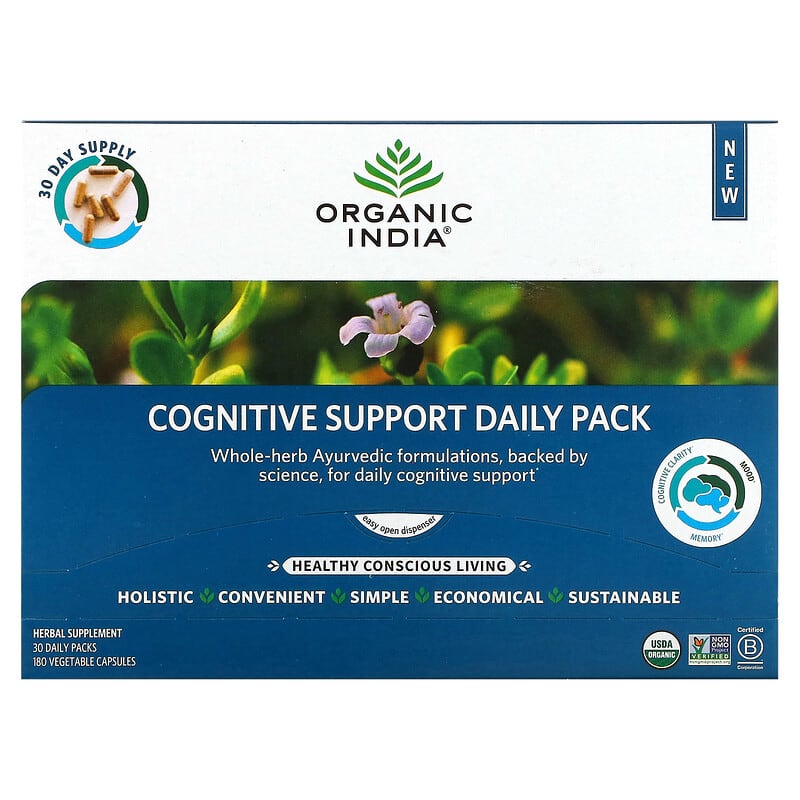 Organic India Cognitive Support Daily Pack 30 Daily Packs 180 Vegetable Capsules 3 Organic India Cognitive Support Daily Pack 30 Daily Packs 180 Vegetable Capsules 850021635206