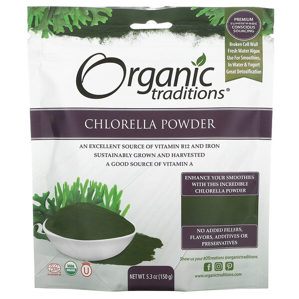 Organic Traditions Chlorella Powder 5.3 oz (150 g) 3 organic traditions chlorella powder 5 3 oz 150 g 106028
