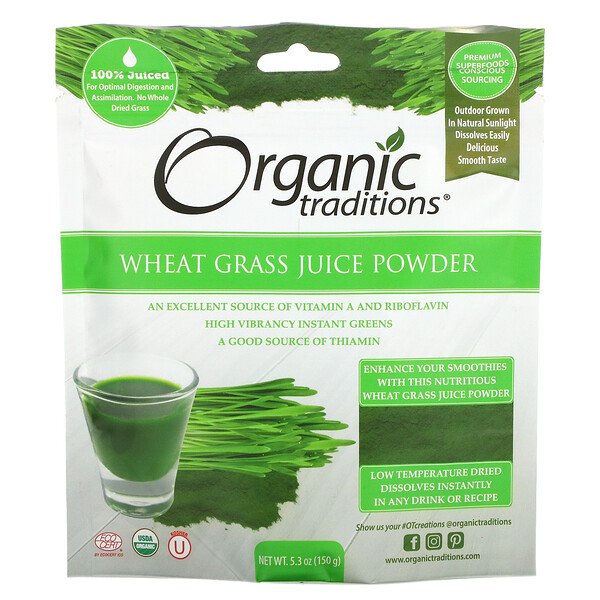 Organic Traditions Wheat Grass Juice Powder 5.3 oz (150 g) 3 organic traditions wheat grass juice powder 5 3 oz 150 g 106058