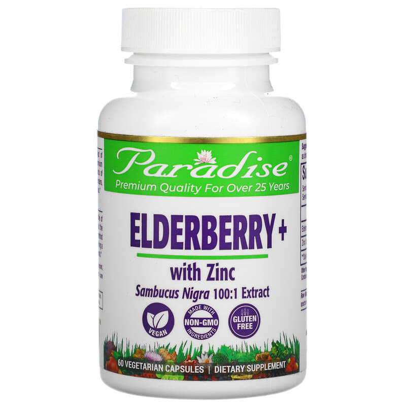 Paradise Herbs Earth's Blend Elderberry+ with Zinc 60 viên 3 paradise herbs earth s blend elderberry with zinc 60 vegetarian capsules 100106