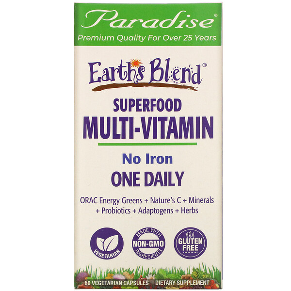 Paradise Herbs Earth's Blend One Daily Superfood Multi-Vitamin No Iron 60 Vegetarian Capsules 1 Mua Paradise Herbs Earth's Blend One Daily Superfood Multi-Vitamin No Iron 60 viên giảm giá rẻ Hà nội TPHCM