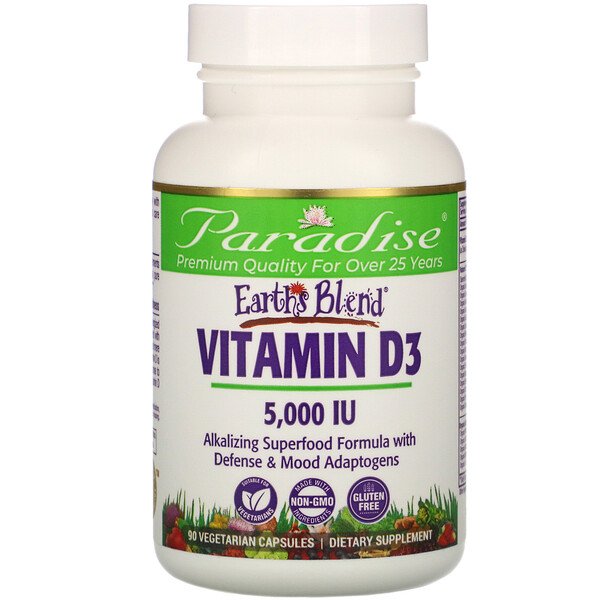 Paradise Herbs Earth's Blend Vitamin D3 5.000 IU 90 Vegetarian Capsules 2 Mua Paradise Herbs Earth's Blend Vitamin D3 5