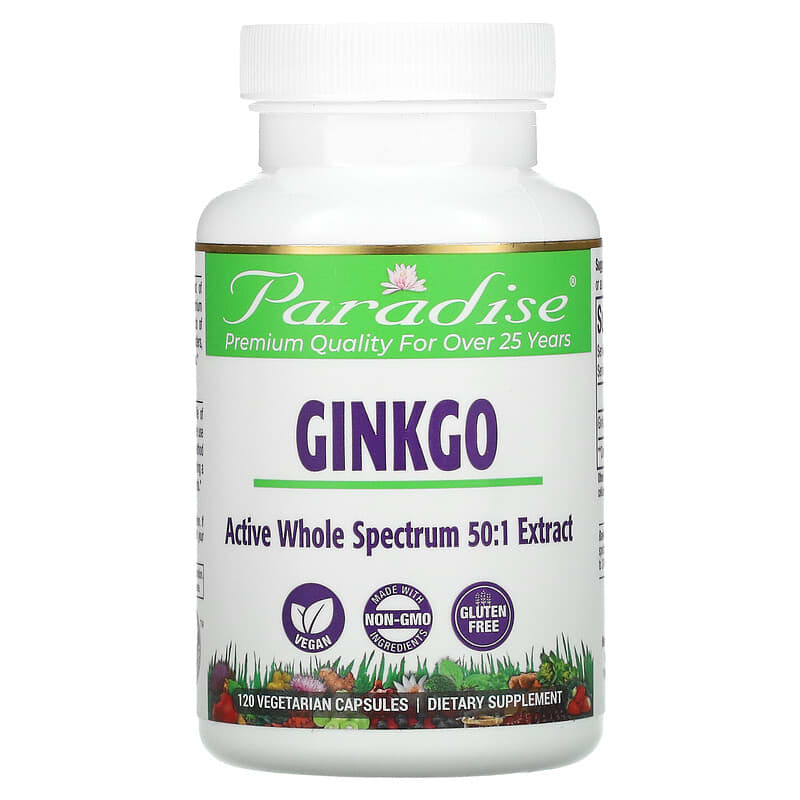 Paradise Herbs Ginkgo Biloba 120 Vegetarian Capsules 3 Paradise Herbs Ginkgo Biloba 120 Vegetarian Capsules 601944777210
