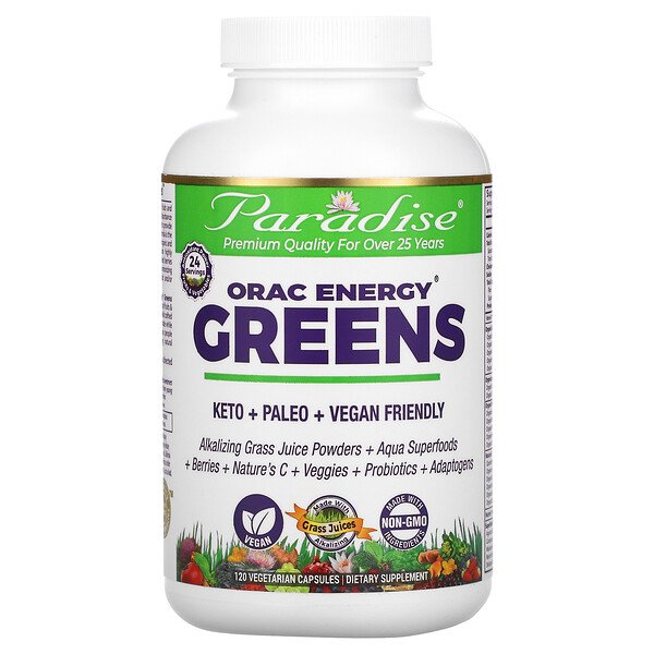 Paradise Herbs ORAC Energy Greens 120 viên 3 paradise herbs orac energy greens 120 vegetarian capsules 23550