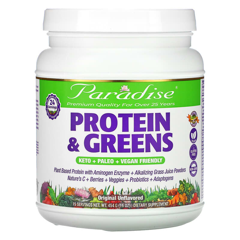 Paradise Herbs Protein & Greens Original Unflavored 16 oz (454 g) 3 Paradise Herbs Protein & Greens Original Unflavored 16 oz (454 g) 601944777906