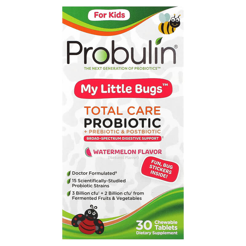 Probulin For Kids My Little Bugs Total Care Probiotic + Prebiotic & Postbiotic Watermelon 30 Chewable Tablets 3 Probulin For Kids My Little Bugs Total Care Probiotic + Prebiotic & Postbiotic Watermelon 30 Chewable Tablets 855757003473