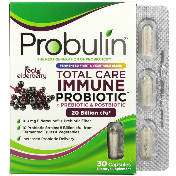 Probulin Total Care Immune Probiotic + Prebiotic & Postbiotic with Real Elderberry 20 Billion CFU 30 viên 3 probulin total care immune probiotic prebiotic postbiotic with real elderberry 20 billion cfu 30 capsules 104898