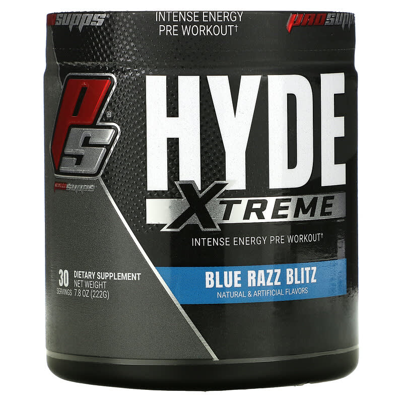 ProSupps Hyde Xtreme Intense Energy Pre Workout Blue Razz Blitz 7.8 oz (222 g) 3 ProSupps Hyde Xtreme Intense Energy Pre Workout Blue Razz Blitz 7.8 oz (222 g) 818253021723