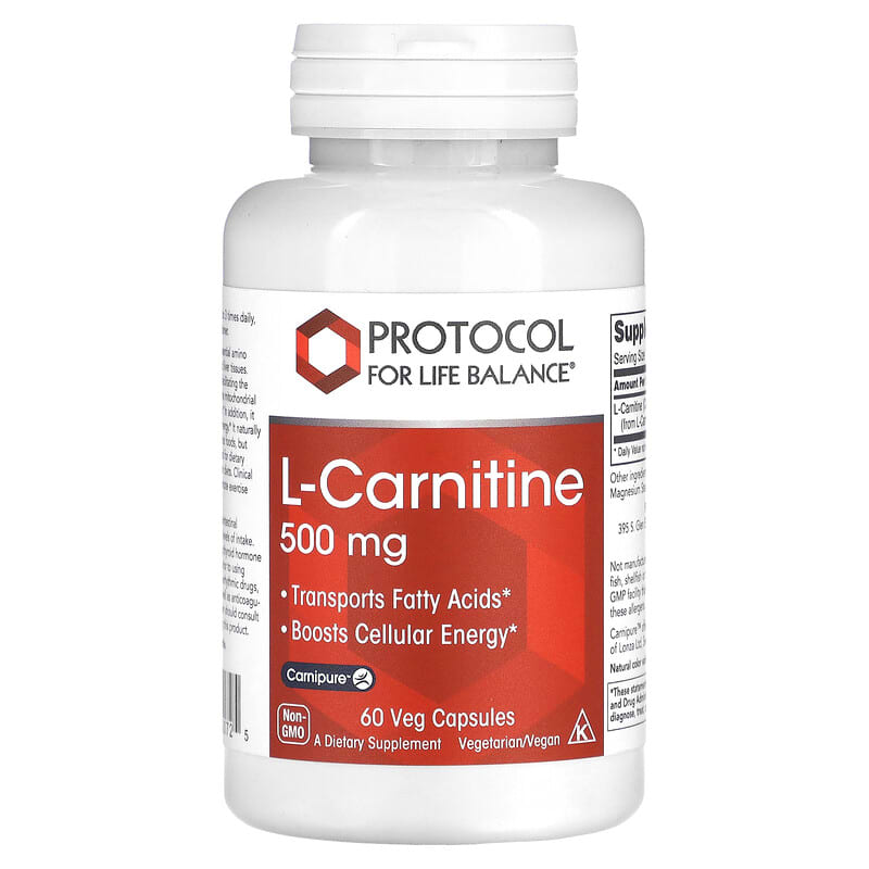 Protocol for Life Balance L-Carnitine 500 mg 60 Veg Capsules 3 Protocol for Life Balance L-Carnitine 500 mg 60 Veg Capsules 707359100725