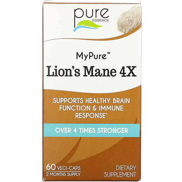 Pure Essence MyPure Lion's Mane 4X 60 Vegi-Caps 3 pure essence mypure lion s mane 4x 60 vegi caps 86002