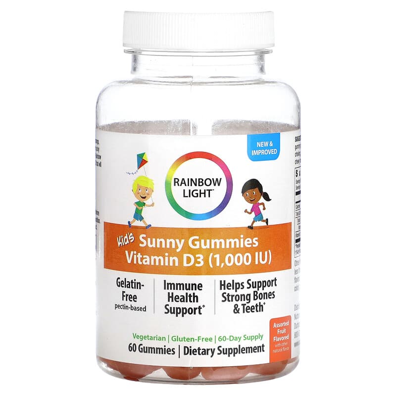 Rainbow Light Kid's Sunny Gummies Vitamin D3 Assorted Fruit 1.000 IU 60 Gummies 3 Rainbow Light Kid's Sunny Gummies Vitamin D3 Assorted Fruit 1.000 IU 60 Gummies 021888204373