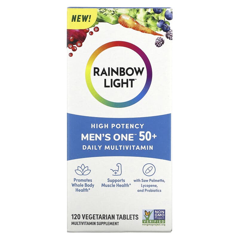 Rainbow Light Men's One 50+ Daily Multivitamin High Potency 120 Vegetarian Tablets 3 Rainbow Light Men's One 50+ Daily Multivitamin High Potency 120 Vegetarian Tablets 021888204052