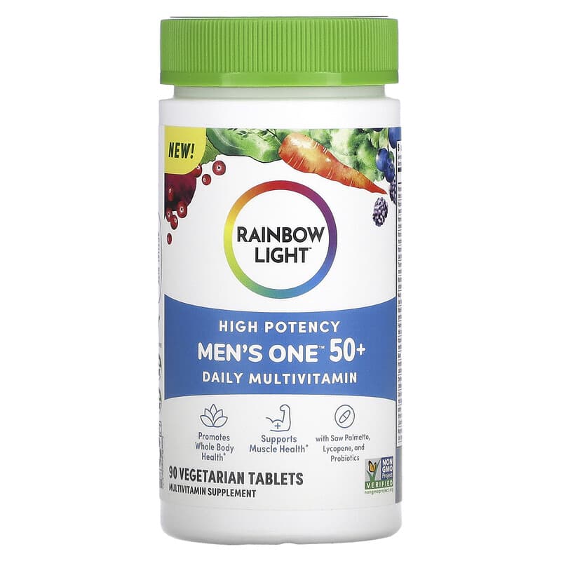 Rainbow Light Men's One 50+ Daily Multivitamin High Potency 90 Vegetarian Tablets 3 Rainbow Light Men's One 50+ Daily Multivitamin High Potency 90 Vegetarian Tablets 021888204045