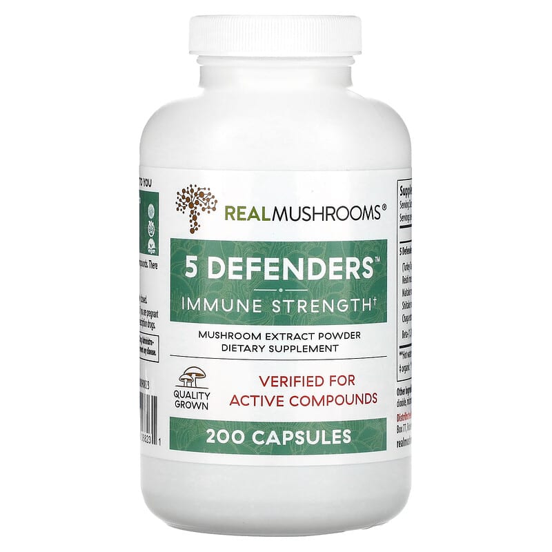 Real Mushrooms 5 Defenders Mushroom Extract Powder 200 Capsules 3 Real Mushrooms 5 Defenders Mushroom Extract Powder 200 Capsules 628110068231