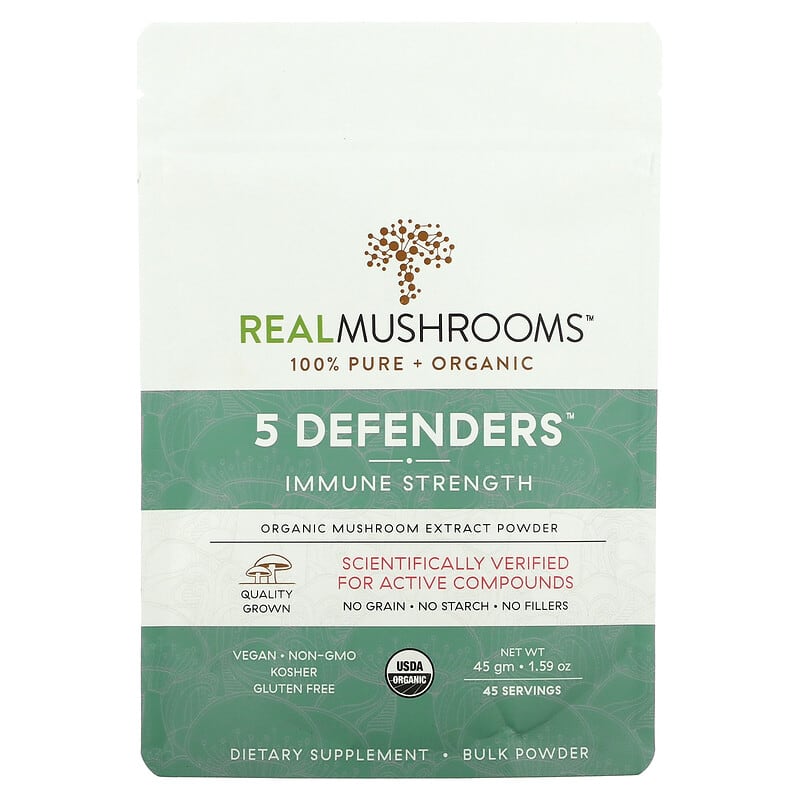 Real Mushrooms Organic 5 Defenders Immune Strength 1.59 oz (45 g) 3 Real Mushrooms Organic 5 Defenders Immune Strength 1.59 oz (45 g) 627843438700