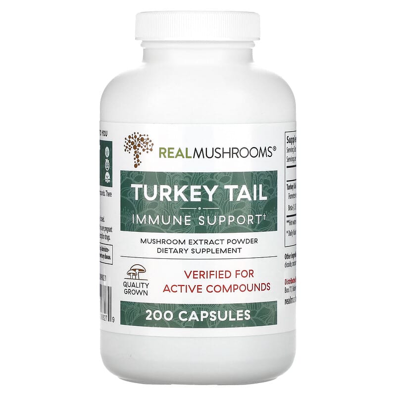 Real Mushrooms Turkey Tail Mushroom Extract Powder 200 Capsules 3 Real Mushrooms Turkey Tail Mushroom Extract Powder 200 Capsules 628110068279