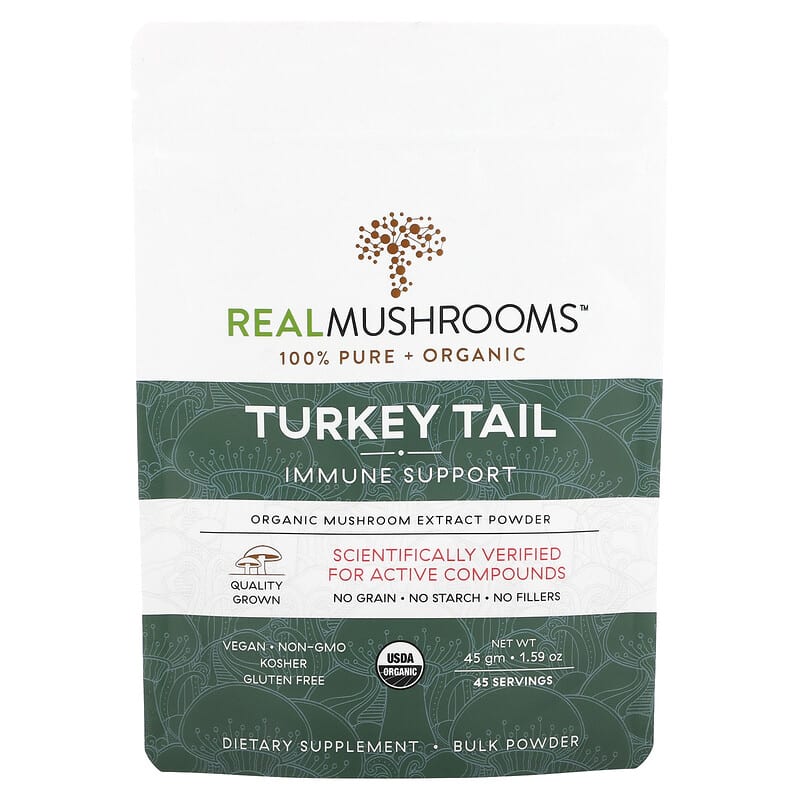 Real Mushrooms Turkey Tail Organic Mushroom Extract Powder 1.59 oz (45 gm) 3 Real Mushrooms Turkey Tail Organic Mushroom Extract Powder 1.59 oz (45 gm) 628110068033