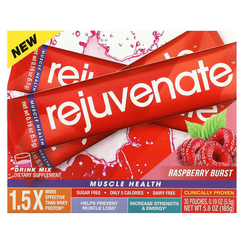 Rejuvenate Muscle Health Drink Mix Raspberry Burst 30 Pouches 0.19 oz (5.5 g) Each 3 Rejuvenate Muscle Health Drink Mix Raspberry Burst 30 Pouches 0.19 oz (5.5 g) Each 629046503018