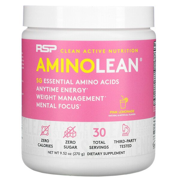 Mua RSP Nutrition AminoLean Essential Amino Acids + Anytime Energy Pink Lemonade 9.52 oz 270 g giảm giá rẻ Hà nội TPHCM