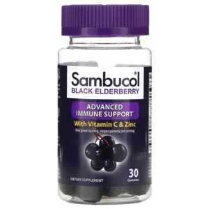 Sambucol Black Elderberry Advanced Immune Support with Vitamin C & Zinc 30 Gummies 896116001228