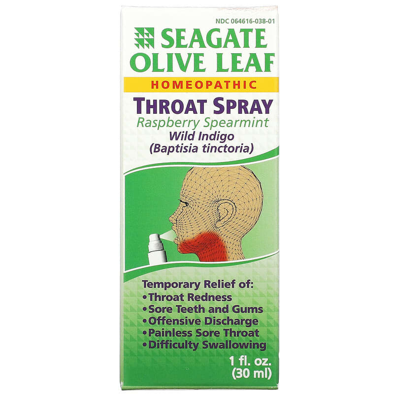 Seagate Olive Leaf Throat Spray Raspberry Spearmint 1 fl oz (30 ml) 3 Seagate Olive Leaf Throat Spray Raspberry Spearmint 1 fl oz (30 ml) 019277000408