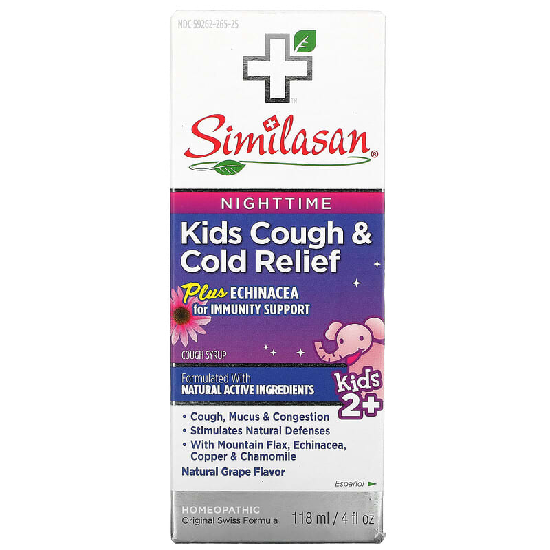 Similasan Kids Cough & Cold Relief Nighttime Kids 2+ Natural Grape 4 fl oz (118 ml) 3 Similasan Kids Cough & Cold Relief Nighttime Kids 2+ Natural Grape 4 fl oz (118 ml) 094841256146