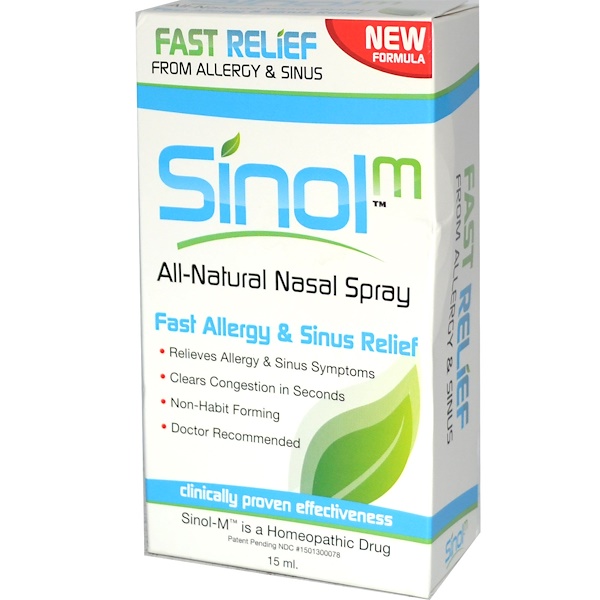 Sinol SinolM All-Natural Nasal Spray Fast Allergy & Sinus Relief 15 ml 6 sinol sinolm all natural nasal spray fast allergy sinus relief 15 ml 18754
