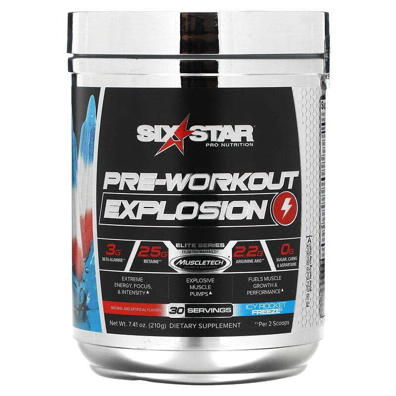 Six Star Elite Series Pre-Workout Explosion Icy Rocket Freeze 7.41 oz (210 g) 3 Six Star Elite Series Pre-Workout Explosion Icy Rocket Freeze 7.41 oz (210 g) 631656716832