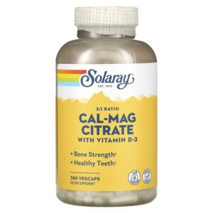 Solaray Cal-Mag Citrate with Vitamin D2 2:1 Ratio 360 VegCaps 076280131758