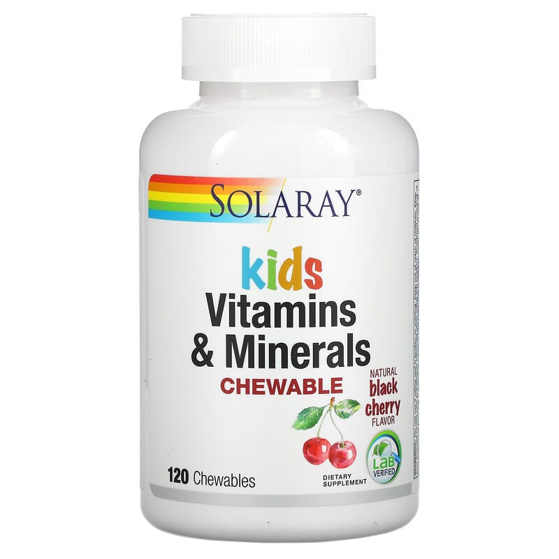 Solaray Kids Vitamins & Minerals Chewable Natural Black Cherry 120 Chewables 3 solaray kids vitamins minerals chewable natural black cherry 120 chewables 47615