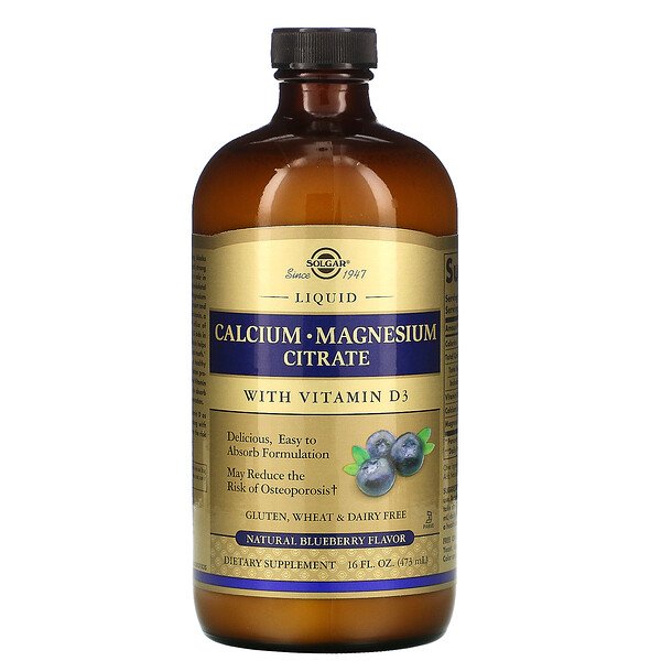 Mua Solgar Calcium Magnesium Citrate Liquid with Vitamin D3 Natural Blueberry 16 oz 473 ml giảm giá rẻ Hà nội TPHCM