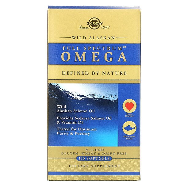 Solgar Full Spectrum Omega Wild Alaskan Salmon Oil 120 Softgels 6 solgar full spectrum omega wild alaskan salmon oil 120 softgels 23562