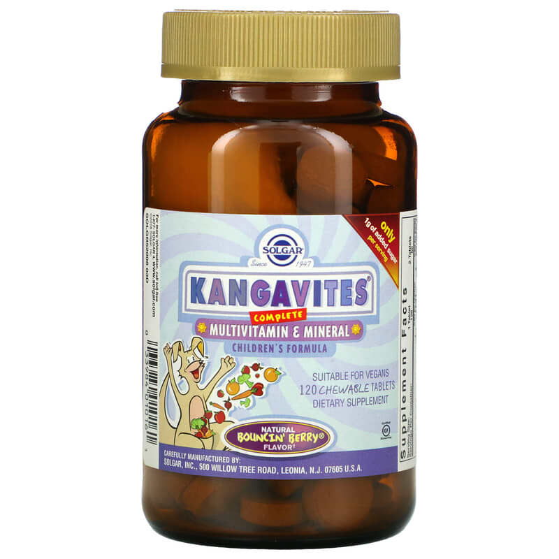 Solgar Kangavites Complete Multivitamin & Mineral Children's Formula Bouncin' Berry 120 Chewable Tablets 3 Solgar Kangavites Complete Multivitamin & Mineral Children's Formula Bouncin' Berry 120 Chewable Tablets 033984010161
