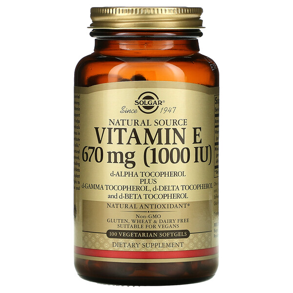 Solgar Naturally Sourced Vitamin E 670 mg (1,000 IU) 100 Vegetarian Softgels 3 solgar naturally sourced vitamin e 670 mg 1 000 iu 100 vegetarian softgels 11614