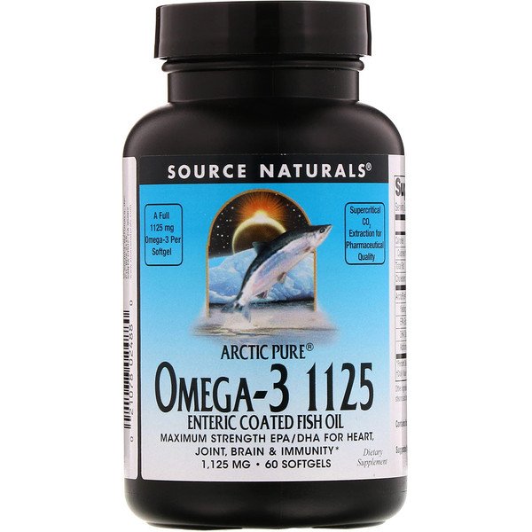 Source Naturals Arctic Pure Omega-3 1125 Enteric Coated Fish Oil 1,125 mg 60 Softgels 6 source naturals arctic pure omega 3 1125 enteric coated fish oil 1 125 mg 60 softgels 48990
