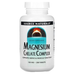 Source Naturals Magnesium Chelate Complex 100 mg 250 Tablets 021078003182