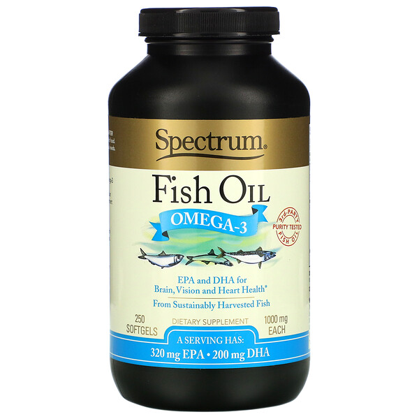 Spectrum Essentials Fish Oil Omega-3 1000 mg 250 Softgels 6 spectrum essentials fish oil 1 000 mg 250 softgels 21224