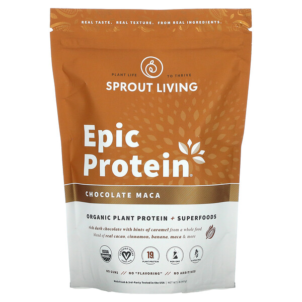 Mua Sprout Living Epic Protein Organic Plant Protein + Superfoods Chocolate Maca 1 lb 455 g giảm giá rẻ Hà nội TPHCM