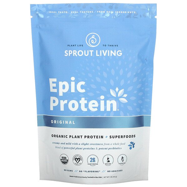 Mua Sprout Living Epic Protein Organic Plant Protein + Superfoods Original 1 lb 455 g giảm giá rẻ Hà nội TPHCM