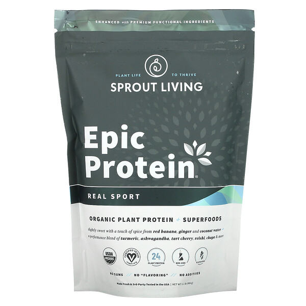 Mua Sprout Living Epic Protein Organic Plant Protein + Superfoods Real Sport 1.1 lb 494 g giảm giá rẻ Hà nội TPHCM