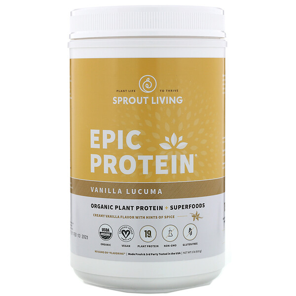Mua Sprout Living Epic Protein Organic Plant Protein + Superfoods Vanilla Lucuma 2 lb 910 g giảm giá rẻ Hà nội TPHCM